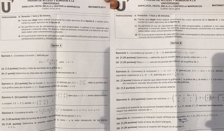 examen de selectividad