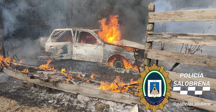 un-vehc3adculo-calcinado-en-un-incendio-declarado-en-una-parcela-de-salobrec3b1a