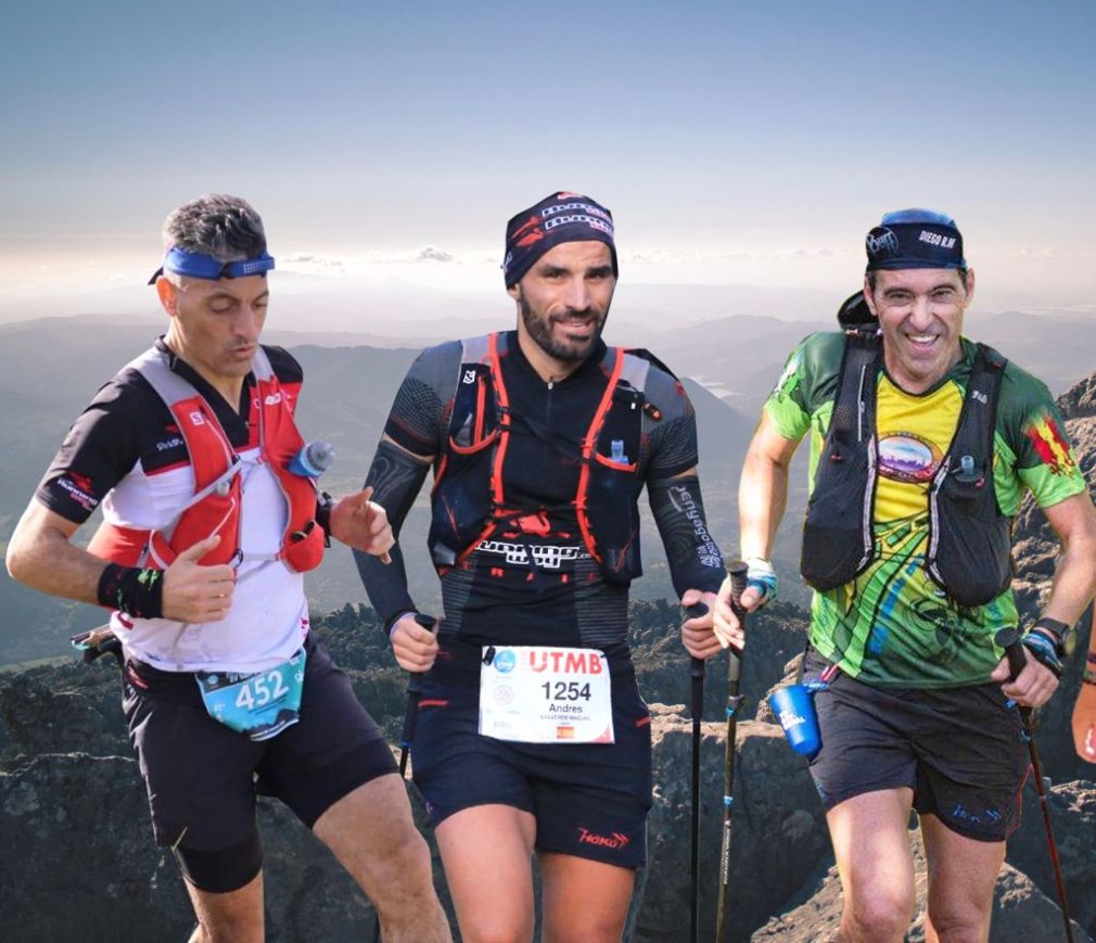 Los tres corredores del Reto Solidario AEDAS Homes, Diego Chacón, Andrés Valverde y Diego Romero.