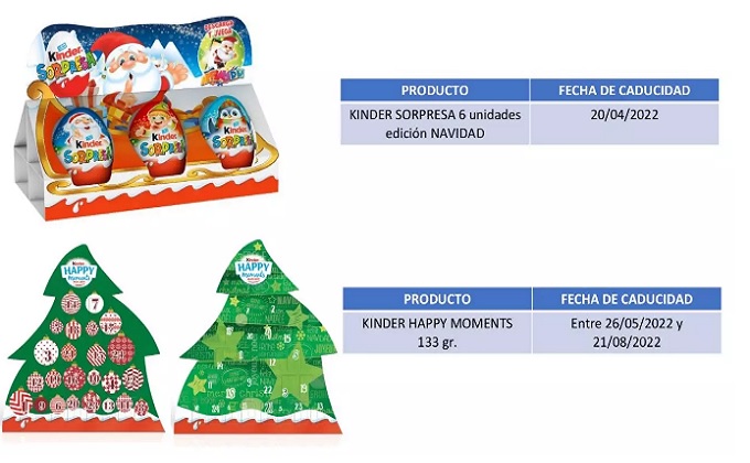 Productos de Kinder retirados del mercado - FERRERO