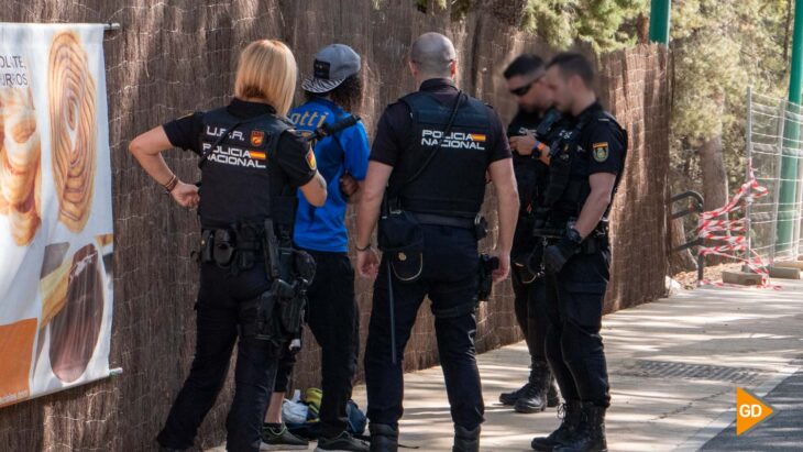 La Policía Nacional registra a un hombre en el ferial | Foto: Sandra Martín