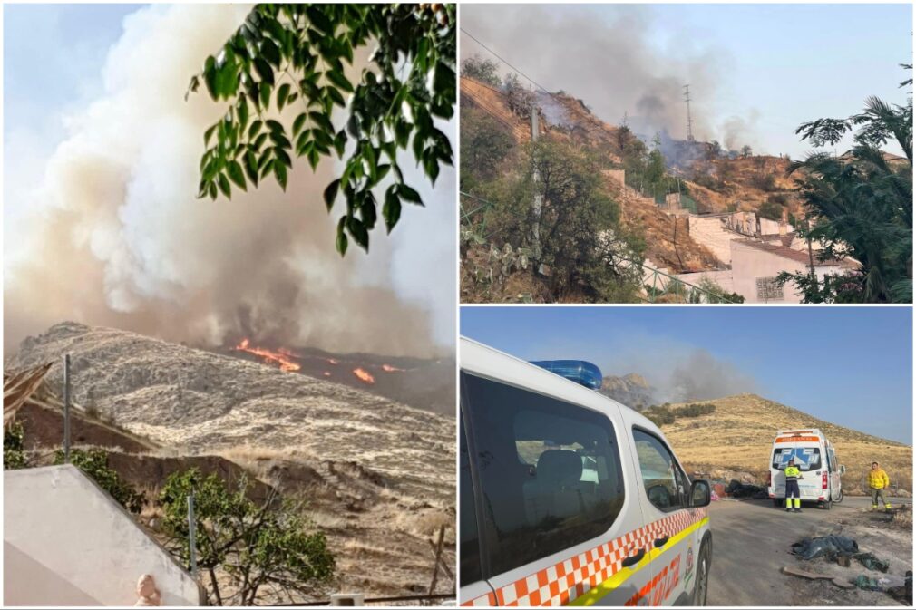 Recopilación de imágenes de Protección Civil de Pinos Puente del incendio forestal en el paraje Loma de la Higuera de Pinos Puente