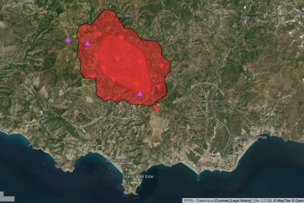 Satélite Copernicus incendio almuñécar