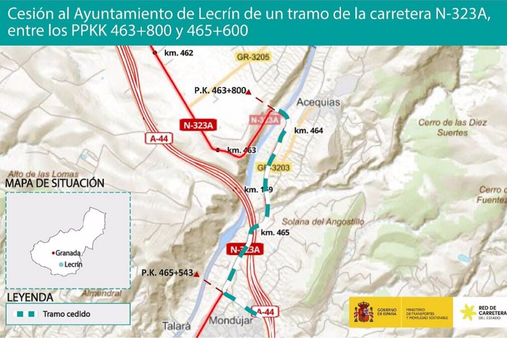 Granada.- El Gobierno cede a Lecrín un ramal de conexión entre la A-44 y la N-323A y un tramo de la N-323a