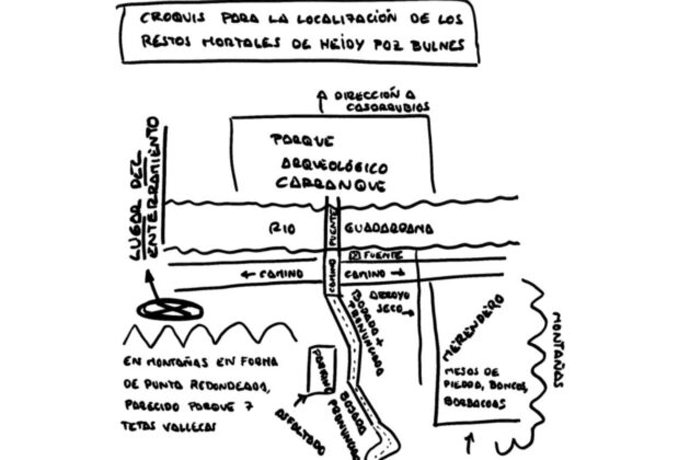 Imagen del croquis que incluye César Román en un escrito en el que detalla la localización de los restos de su pareja, asesinada en 2018 | Foto: EP